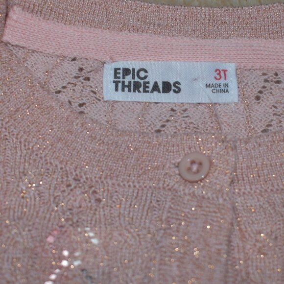 Little Girls Cardigan Sweater Pink  Size 3T Shimmer Ruffled - Picture 2 of 8